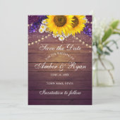 Rustige Paarse zonnebloempel landschuur Save The Date (Staand voorkant)