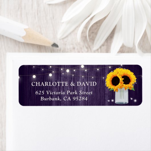 Rustige Paarse zonnebloempitlabels Etiket (Insitu)