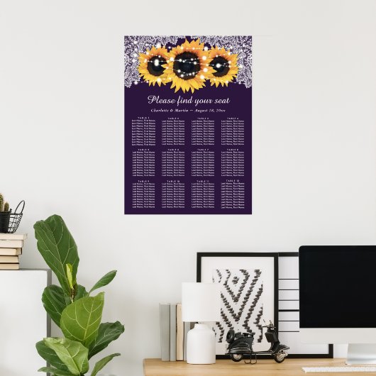 Rustige Paarse zonnebloempitten 12 Poster (Thuiskantoor)