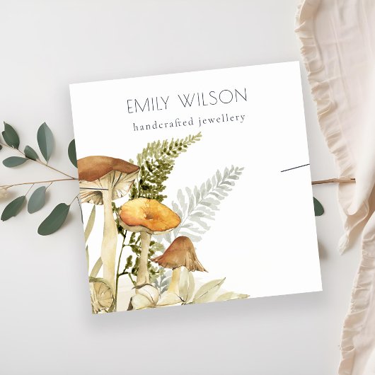 Rustige paddenstoel Fern Foliage Band Ketting Disp Vierkante Visitekaartje