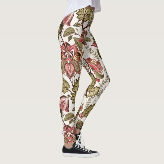 Rustige  Paisley-bloem op crèmeachtergrond Leggings (Rechts)
