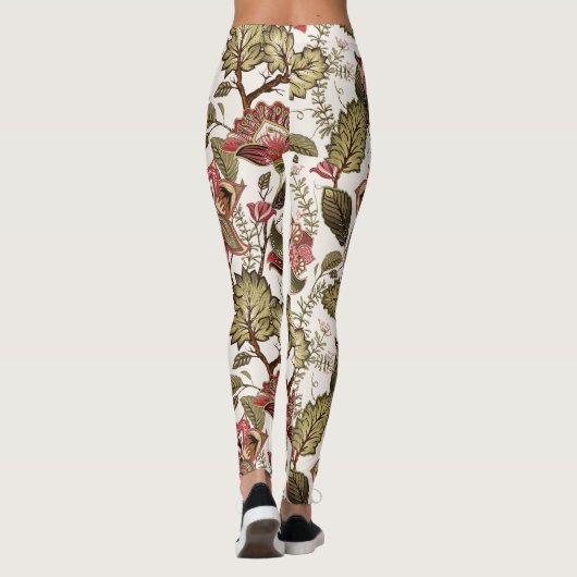 Rustige  Paisley-bloem op crèmeachtergrond Leggings (Achterkant)