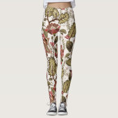 Rustige  Paisley-bloem op crèmeachtergrond Leggings (Voorkant)
