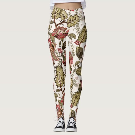 Rustige  Paisley-bloem op crèmeachtergrond Leggings (Voorkant)