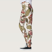 Rustige  Paisley-bloem op crèmeachtergrond Leggings (Links)