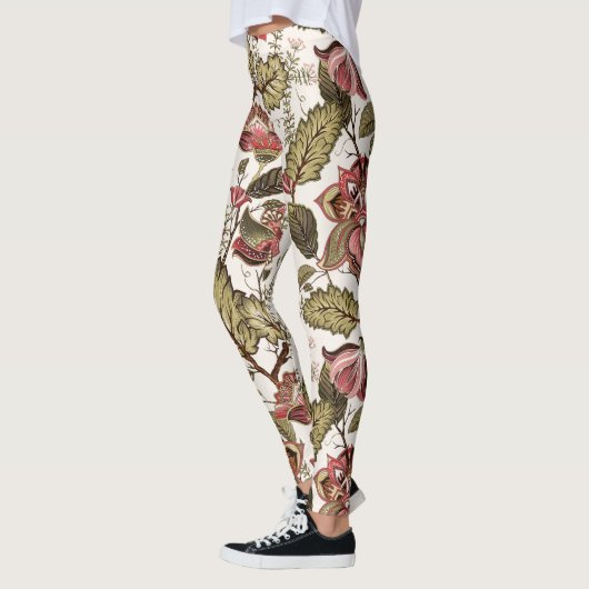 Rustige  Paisley-bloem op crèmeachtergrond Leggings (Links)