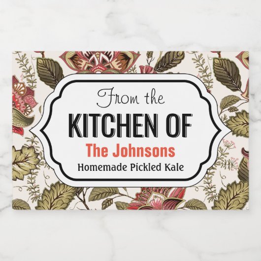 Rustige  Paisley-bloem op crèmeachtergrond Voedselcontainer Etiket (Enkel label)