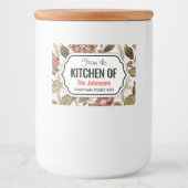 Rustige  Paisley-bloem op crèmeachtergrond Voedselcontainer Etiket (Voorkant)