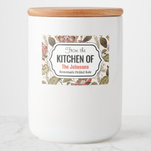 Rustige  Paisley-bloem op crèmeachtergrond Voedselcontainer Etiket