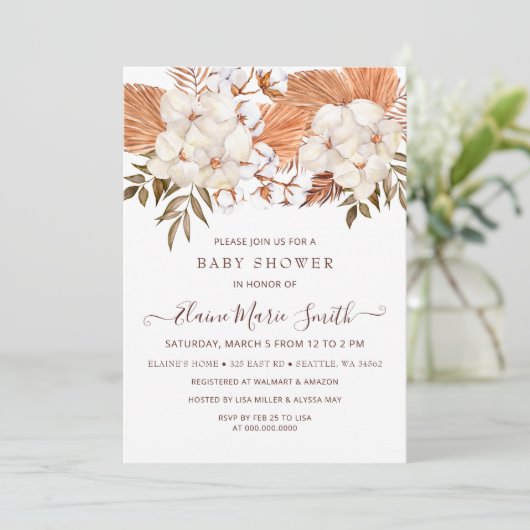 Rustige Pampas Genderneutraal Baby shower Kaart (Staand voorkant)