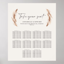 Rustige pampas gras botanische bruiloft poster