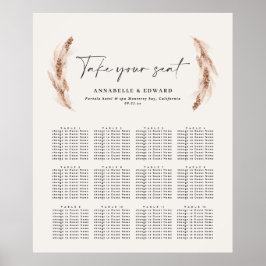 Rustige pampas gras botanische bruiloft poster