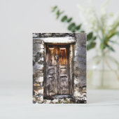 Rustige pap Land Cottage Wooden Doorway Briefkaart (Staand voorkant)