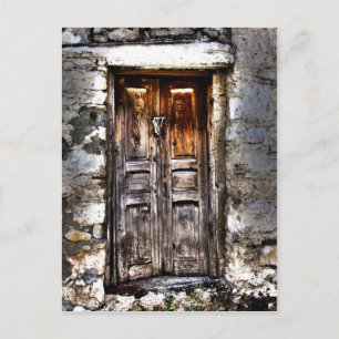 Rustige pap Land Cottage Wooden Doorway Briefkaart