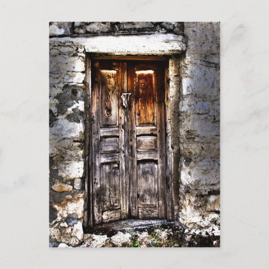 Rustige pap Land Cottage Wooden Doorway Briefkaart (Voorkant)