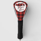 Rustige Papa Beer Rood en zwart buffel Golfheadcover (Voorkant)