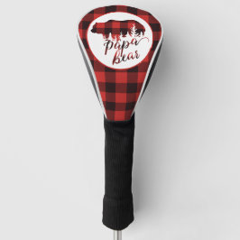 Rustige Papa Beer Rood en zwart buffel Golfheadcover