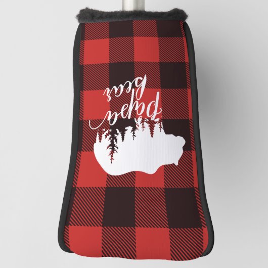 Rustige Papa Beer Rood en zwart buffel Golfheadcover (Draai 90)