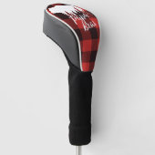 Rustige Papa Beer Rood en zwart buffel Golfheadcover (Schuin)