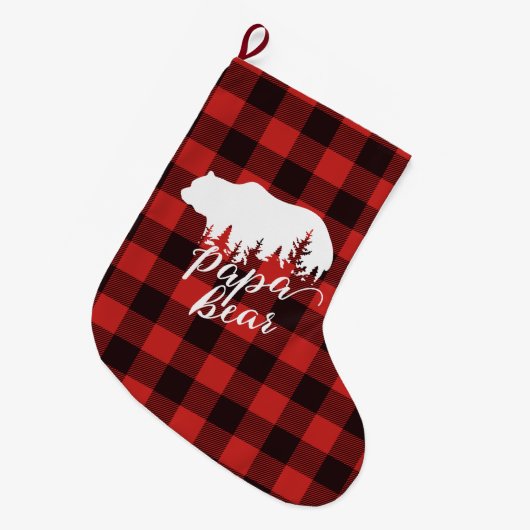 Rustige Papa Beer Rood en zwart buffel Grote Kerstsok (Voorkant (Hangend))