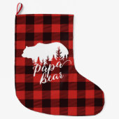 Rustige Papa Beer Rood en zwart buffel Grote Kerstsok (Voorkant)