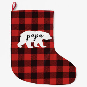 Rustige Papa Beer Rood en zwart buffel Grote Kerstsok