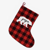 Rustige Papa Beer Rood en zwart buffel Grote Kerstsok (Voorkant (Hangend))