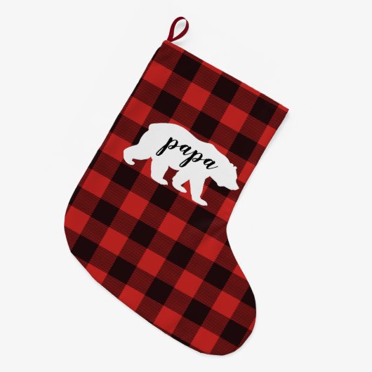 Rustige Papa Beer Rood en zwart buffel Grote Kerstsok (Voorkant (Hangend))