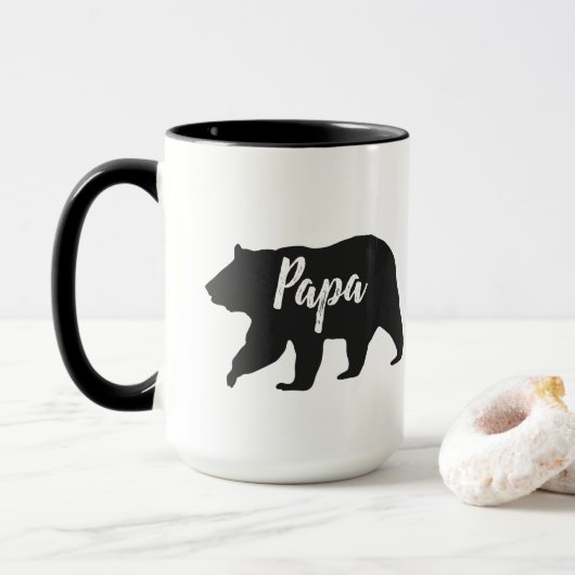 Rustige Papa Beer Simple Black en White Mok (Met donut)