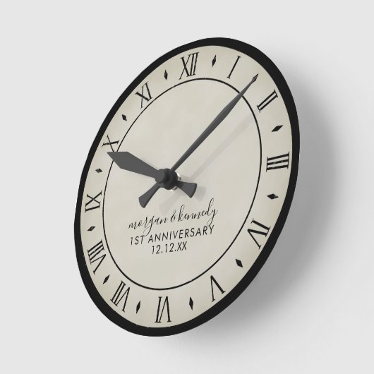 Rustige papieren 1e-weddenschap Jubileum wandklok (Hoek)