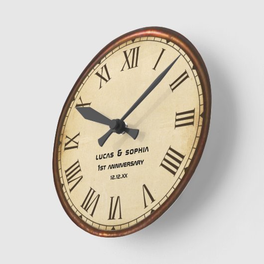 Rustige papieren 1e-weddenschap Jubileum wandklok (Hoek)