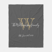 Rustige Pas getrouwd Gift Monogram Initiaal Naam A Fleece Deken (Voorkant)
