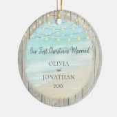 Rustige Pas getrouwd voor doorsnee kerstmis Keramisch Ornament (Links)