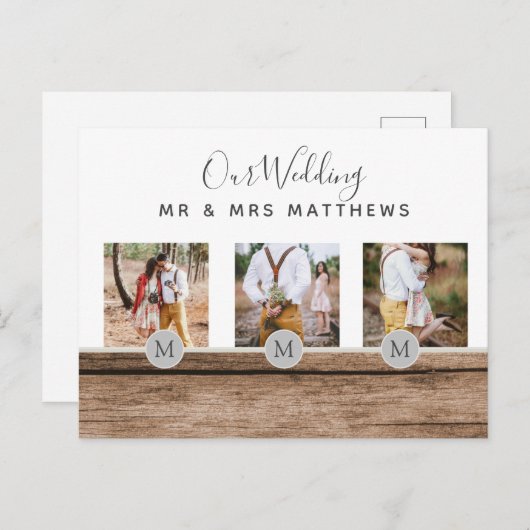 Rustige PASSEN GETROUWD van het Monogram van de Fo Briefkaart (Voorkant / Achterkant)