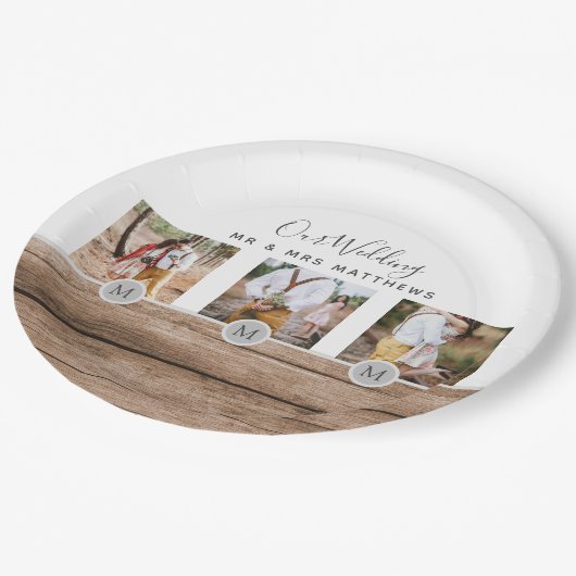 Rustige PASSEN GETROUWD van het Monogram van de Fo Papieren Bordje (Gekanteld)