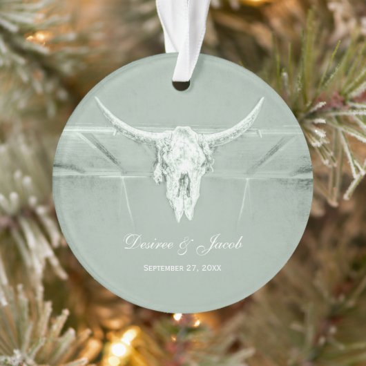 Rustige pasta Groene witte Westerne Koe Ornament (Boom)