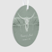 Rustige pasta Groene witte Westerne Koe Ornament (voorkant)