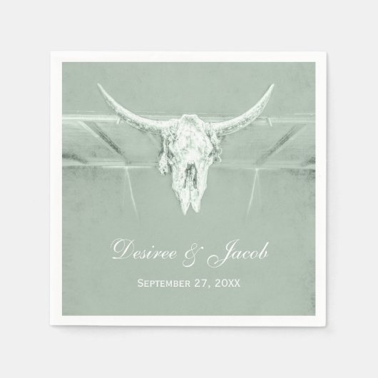 Rustige pasta Groene witte Westerne Koe Servet (Voorkant)