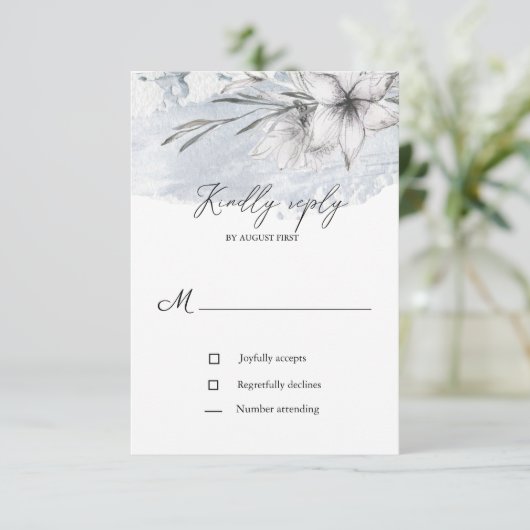 rustige pastel botanics rsvp trouwkaart (Staand voorkant)