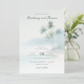 Rustige Pastel Waterverf Palmboom Kaart (Staand voorkant)