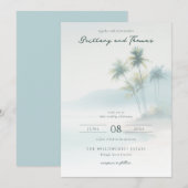 Rustige Pastel Waterverf Palmboom Kaart (Voorkant / Achterkant)