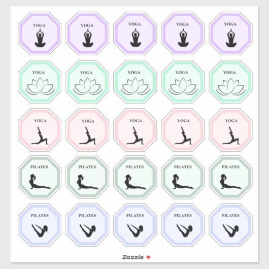 Rustige Pastel Yoga en Pilates Planner Stickers (Vel)