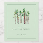 Rustige Pastelgroene Aquarel Bomen Wijn Etiket (Enkel label)