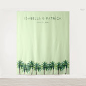 Rustige Pastelgroene Palmboomgezichten Wandkleed (Voorkant)
