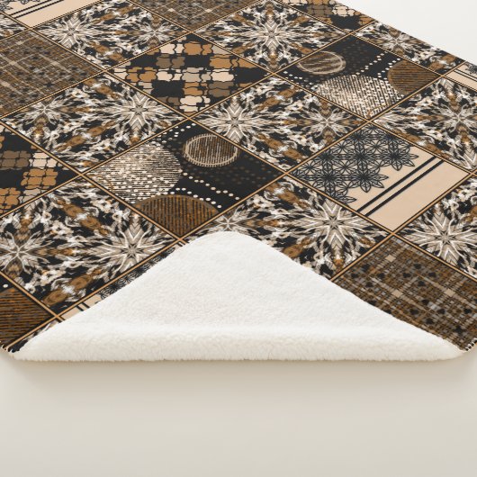 Rustige patchwork patroon sherpa deken (3/4)