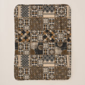 Rustige patchwork patroon sherpa deken (Voorkant)