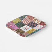 Rustige  patchwork Quilt Pattern Monogram Papieren Bordje (Gebogen)