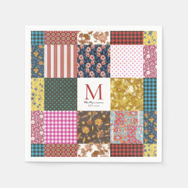 Rustige  patchwork Quilt Pattern Monogram Servet