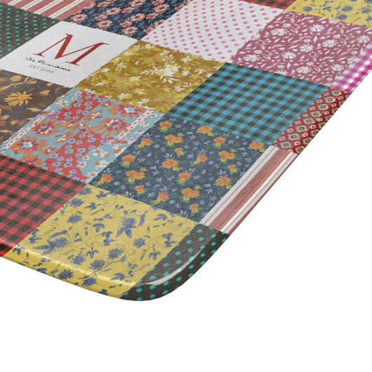 Rustige  patchwork Quilt Pattern Monogram Snijplank (Hoek)