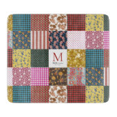 Rustige  patchwork Quilt Pattern Monogram Snijplank (Voorkant)
